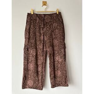 Vintage Y2K Jones Wear Floral Cargo Capri Pants Brown Cropped Stretch Size 10